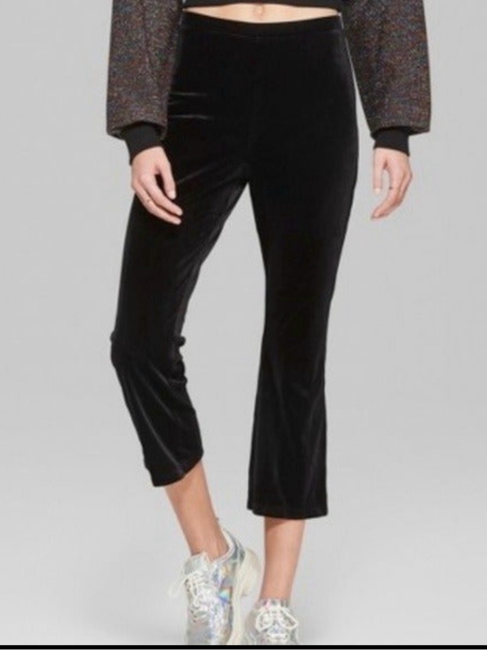 Wild Fable Black Velvet Kick Flare Pants XL